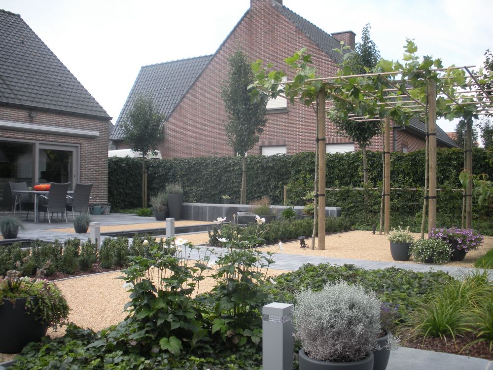 strakke tuin met vijver